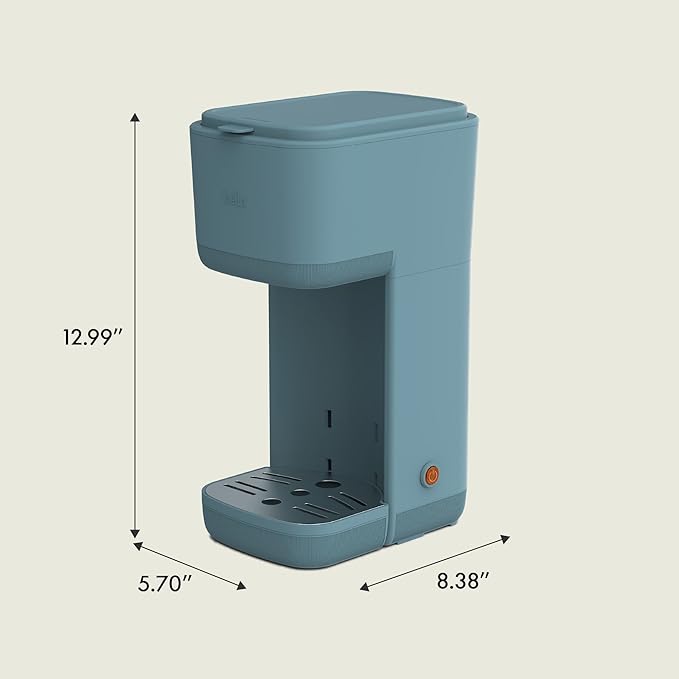 BELLA Single Serve Coffee Maker, K Cup & Coffee Ground Compatible with Removable, Adjustable Drip Tray, Auto Shutoff & Reusable Dishwasher Safe Accessories, Brews 6oz to 14oz, 1000 Watt, Surf
