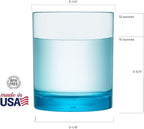 US Acrylic Classic Plastic Reusable Drinking Glasses (Set of 6) 12oz Rocks Cups Assorted Colors | BPA-Free Tumblers, Made in USA | Top-Rack Dishwasher Safe