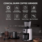 Stainless Steel Burr Coffee Grinder with 51 Grind Settings，Grind Timer,Electric Coffee Grinder for Espresso/Drip/Pour Over/Cold Brew/French Press Coffee Maker，120V/165W
