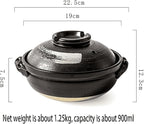 Clay Pot For Cooking, clay pot for cooking Korean Stone Pot With Lid,Double Handle Lid Pure Ceramic Tureen Soup Ceramic Round White Dish Casserole/Clay Pot/Earthen Pot/Ceramic Cookware,900ml sm