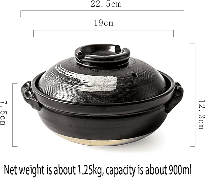 Clay Pot For Cooking, clay pot for cooking Korean Stone Pot With Lid,Double Handle Lid Pure Ceramic Tureen Soup Ceramic Round White Dish Casserole/Clay Pot/Earthen Pot/Ceramic Cookware,900ml sm