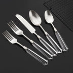 JASHII 20pcs 304 Stainless Steel Silver Flatware Cutlery Set, Matte Finished Knife Fork Spoon Set, Creative Handle,Service for 4, Dishwasher Safe for Home Wedding Hotel