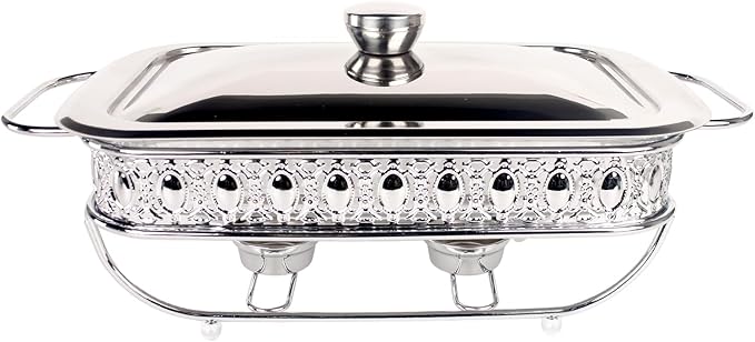 Casserole Dish 6" x 11"Glass Baking Dish with Stainless steel Lid and rack, Silver Rectangle 1.3 Qt Large Baking Pan For Casserole & Lasagna, Microwave Dishwasher Freezer Oven Safe