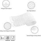 Silicone Dish Drying Mat for Multiple Usage,Easy clean,Eco-friendly,Heat-resistant Silicone Mat for Kitchen Counter,Sink,Bar,Bottle,or Cup White M 17 inches x 6 inches