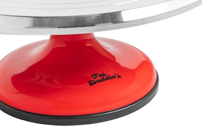 Fat Daddio's TT-1255 Revolving Cake Stand, Red and Silver