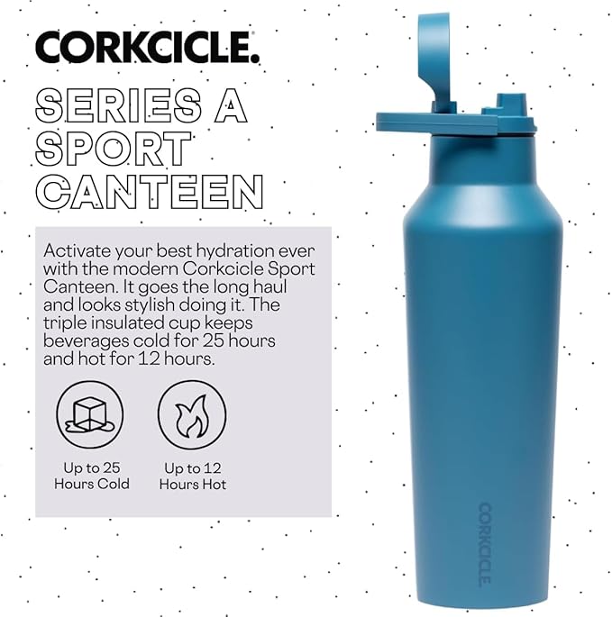 Corkcicle Sport Canteen Insulated Tumbler, North Shore, 20 oz – Reusable Water Bottle Keeps Beverages Cold for 25 Hours & Hot 12 Hours – Cupholder Friendly Tumbler with Screw-On Cap