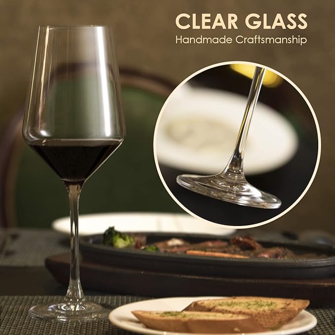 Wine Glasses Set of 6,Long Stem White/Red Wine glasses,14oz Hand Blown Premium Crystal Wine Glass,Gift Packing Burgundy Glasses