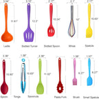 Kitchen Utensil Set - 11 Cooking Utensils - Colorful Silicone Kitchen Utensils - Nonstick Cookware with Spatula Set - Colored Best Kitchen Tools Kitchen Gadgets(Multi)