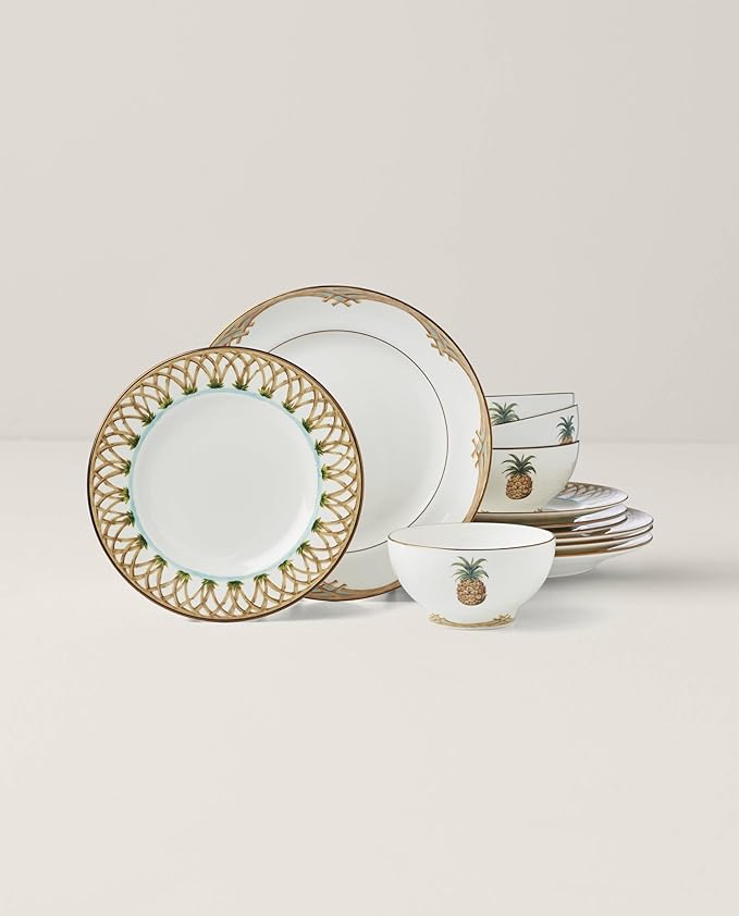 Lenox 896692 British Colonial Bamboo 12-Piece Dinnerware Set