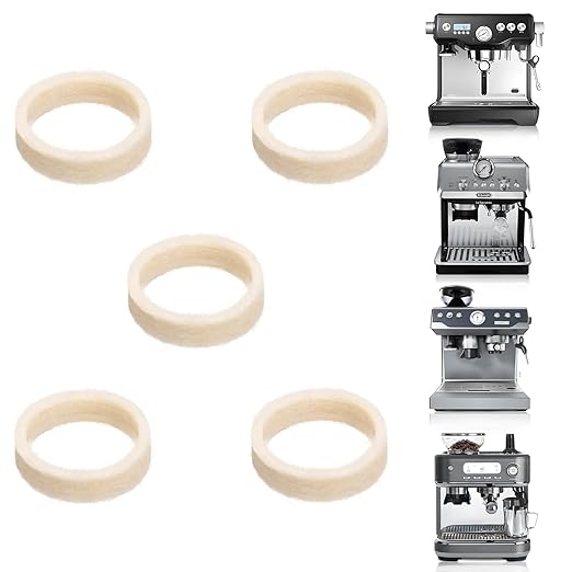 5pcs Felt Washer Replacement Compatible with Breville Espresso Machine Grinders, Wool Ring Gasket Espresso Machine Accessories for BES870 BES878 BES880 BES980 BES990 BCG600 BCG820 Models