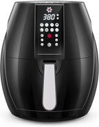 Famiworths Air Fryer, 6.3QT XL Large Electric Hot Airfryer Oven Oilless Cooker, Digital One-Touch Screen with 8 Cooking Mode, Nonstick Basket and Grill Shelf, Includes Cooking Tong, 1500W, Black