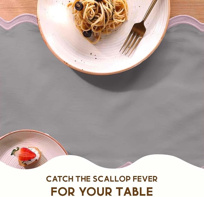 Folkulture Table Runner | Table Runners 90 inches Long | Scallop Table Runner for Farmhouse Decor or Boho Decor | Purple Table Runners for Dining Room Table Decor | Table Decorations for Party