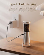 Electric Salt and Pepper Grinder Set Rechargeable, Electric Pepper Grinder with Adjustable Coarseness, 4.5oz Large Capacity, 1.8" Wide-Mouth & Storage Base, One-Hand Operation Kitchen Gadgets