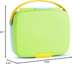 Munchkin Lunch Bento Box for Kids and Toddlers, Includes Stainless Steel Utensils, BPA-Free, 18 Months and Up, Blue/Green/Yellow