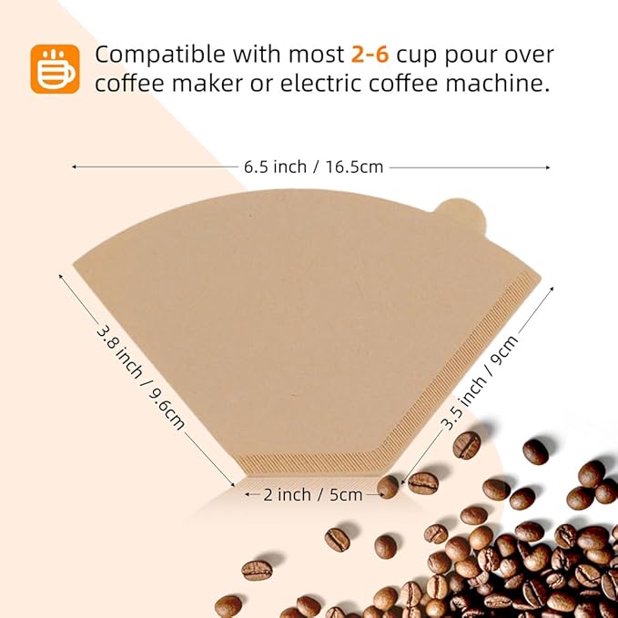 Coffee Filters 2, 2 Coffee Filters Cone, Unbleached Paper Coffee Filter #2, 2-6 Cup, 100 Count