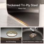 Ceramic Deep Frying Pan Nonstick - 11"(5.5 Qt) Sauté Pan with Lid, Titanium Reinforced Tri-Ply Stainless Steel Skillet, PTFE&PFOA-Free, Non-Toxic, Compatible with All Stovetops