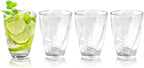 Topsky 12-ounce Plastic Water Tumblers | Set of 4 Transparent Unbreakable Drinking Glasses Clear Acrylic Reusable Juice Wine Cups for Home Picnic Party, Dishwasher Safe, Stackable