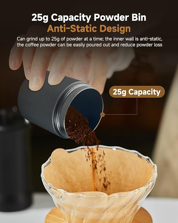 Manual Coffee Grinder,Hand Coffee Grinder with 30 Adjustable Settings,CNC 420 Stainless Steel Espresso Conical Burr-Portable Multi-Bearing Design for Pour Over,French Press & Moka pots