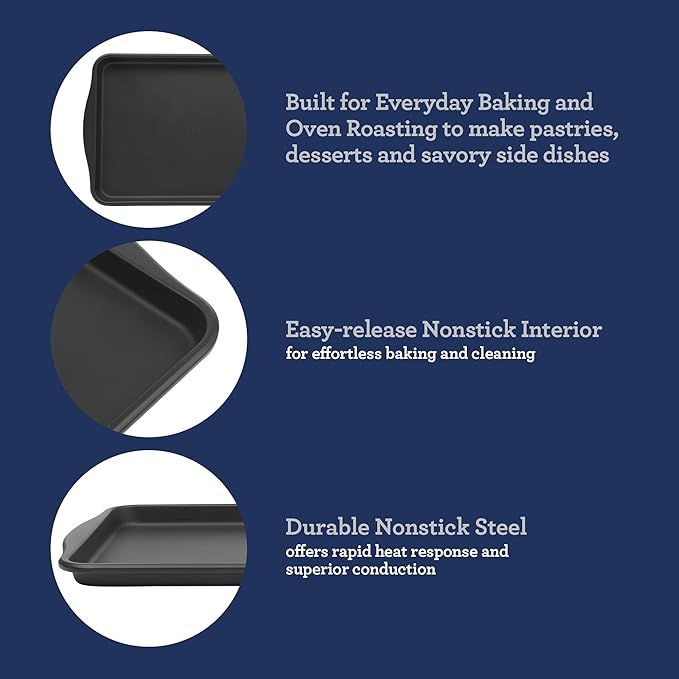 Oster Teston 15 x 10 Inch Nonstick Carbon Steel Cookie Baking Sheet - Matte Black