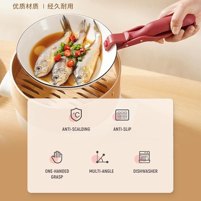 Silicone Non-Slip Heat Insulation Anti-Scald Clip,Multi-Function Anti-Scald Bowl Clip Hot Bowl Dish Plate Gripper Clips,Multi-Purpose Anti-Scald Bowl Holder Clip Tongs Clamp Holder for Kitchen (E Set)