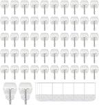 60 Hooks-70 Removable Strips,Clear Small Wire Hanger Hooks Value Pack, Damage Free Hanging Wall Hooks with Adhesive Strips, Removes Cleanly, No Tools Utility Hooks for Hanging Decorations