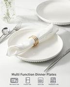 Hasense Dinner Plate Set of 4, 10 Inch Porcelain Plates for Kitchen, Large Salad Plates for Lunch, Dinnerware Dish for Restaurant, Home, Microwave Safe Plates for Wedding & Housewarming Gift, White