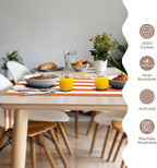 Folkulture Table Runner | Fall Table Runners 90 inches Long | Striped Boho White Table Runners for Farmhouse Decor or Table Decorations for Party | Burnt Orange Table Runner for Fall Decor