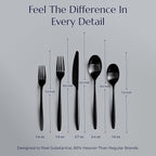 JazzUpCo Ava Flatware Flatware non toxic 18/10 stainless steel dishwasher safe (Matte Black, 12 Person Set (60 Pieces))
