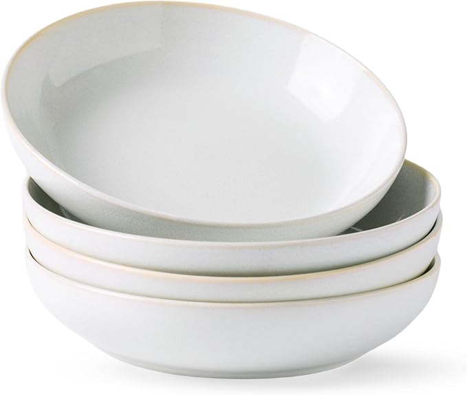 AmorArc 8.5'' Large Pasta Bowls, 36oz Stoneware Pasta Serving Bowls Set of 4 for Kitchen, Wide Bowls for Pasta,Salad,Oatmeal, Microwave Safe, Reactive-Color