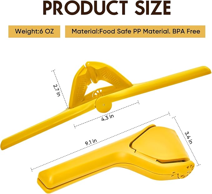 Manual Lemon Squeezer, Easy-to-Use, Very Sturdy, Lemon Juicer Squeezer to Squeeze Lemons, Yellow, HomeyVenture