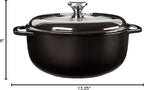 Lodge 6 Quart Enameled Cast Iron Dutch Oven with Lid – Dual Handles – Oven Safe up to 500° F or on Stovetop - Use to Marinate, Cook, Bake, Refrigerate and Serve – Midnight Chrome