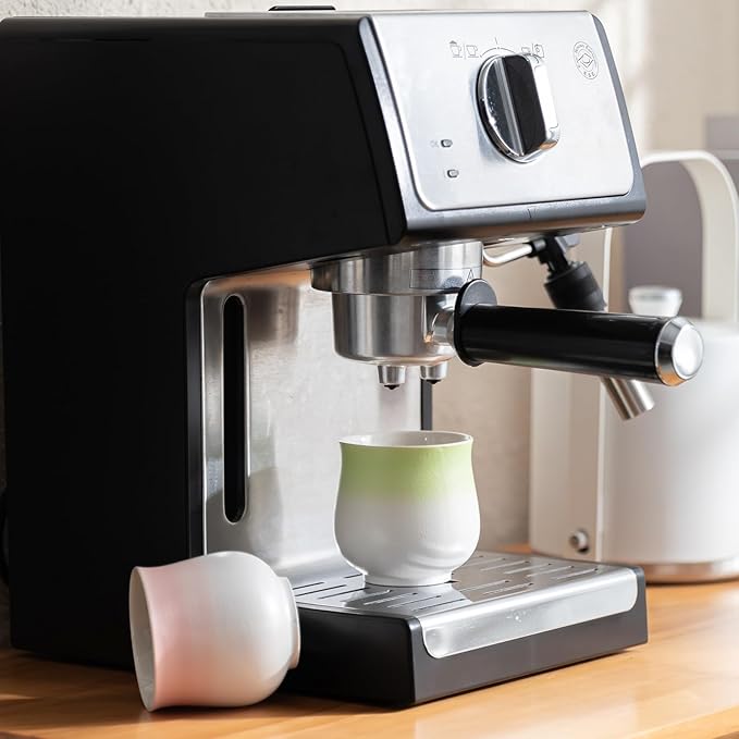 4-Oz Ceramic Espresso Cups Set - Multi-Color, Handle-Free Design for Home & Cafe | Dishwasher-Safe Stoneware Cups (Gradient Green, 2)