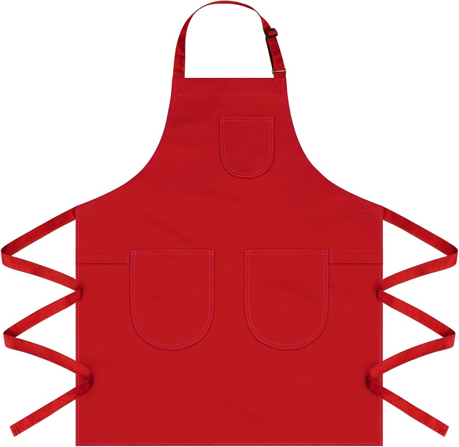 Unisex Apron with Pockets for Cooking, Salon & Art - 100% Cotton Adult Kitchen, Chef, Stylist Apron