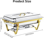 Chafing Dishes for Buffet 4 Pack, 9QT Gold and Silver Stainless Steel Chafing Dish Buffet Set Chafers and Buffet Warmers Sets for Any Party with Complete Set