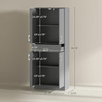 HOMCOM 71" Kitchen Pantry Cabinet with Drawer and Adjustable Shelf, Freestanding Tall Storage Cabinet with 2 Double Door Cupboards, Gray
