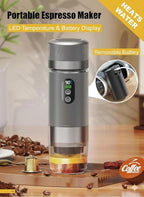 Portable Coffee Maker KF-JN-03 with Digital Display & 20 BAR Pressure – Hot & Cold Brew, Compatible with Coffee Grounds and Capsules, Compact Single-Serve Design with Transparent Cup & 60ml Tank