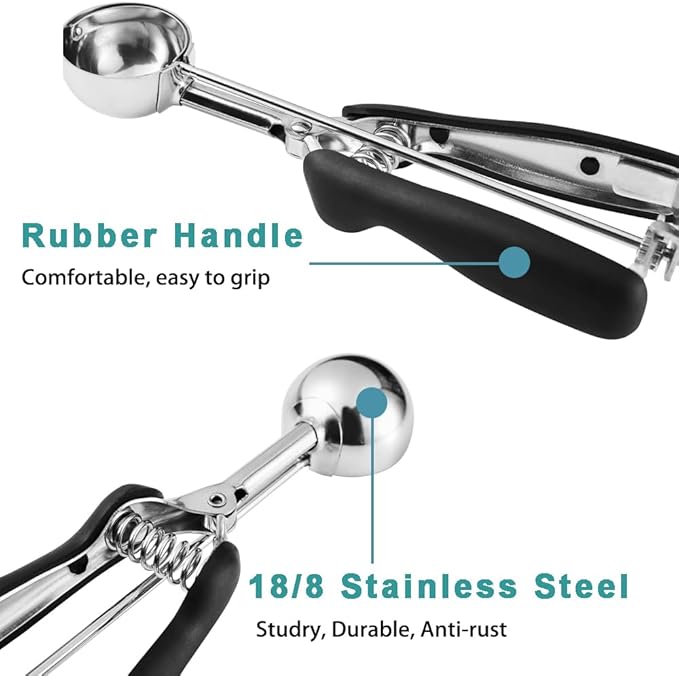 Mini Cookie Scoop, 1 Tsp Cookie Scoops for Baking, Melon Baller Scoop, 1 inch Cookie Scoop, Mini Ice Cream Scoop, Good Soft Grips, Smooth Trigger Release