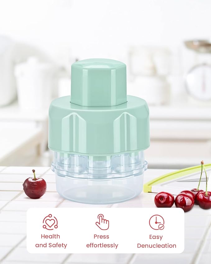 Cherry Pitter Tool, Multiple Fruit Remover, Mint Green, Kitchen Gadget for Cake Making and Fruit Salads