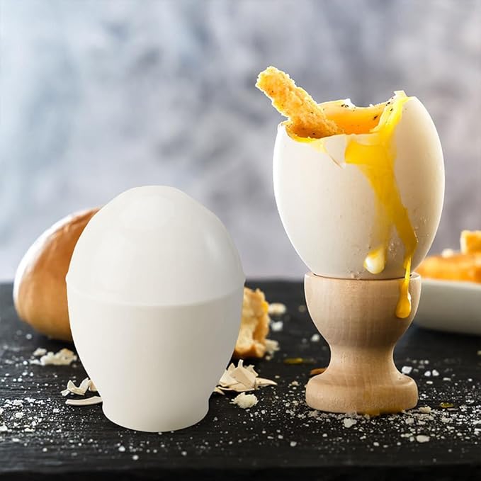 4Pcs Microwave Egg Cookers Poacher Cups with Lid, Pp Material, 3.74X2.55 Inch, White, for Quick and Healthy Breakfast, Mini Egg Cooking Tool