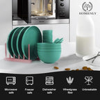 Homienly Wheat Straw Dinnerware Sets, 20pcs Unbreakable Microwave Dishwasher Safe Tableware Lightweight Bowls, Cups, Plates Set Reusable Dinner Plates Bowls set (Green)