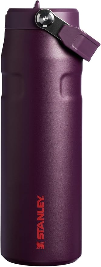 Stanley IceFlow Flip Straw 2.0 Water Bottle 24 OZ | Built-In Straw with Larger Opening | Lightweight & Leak-Resistant | Insulated Stainless Steel | BPA-Free | Plum