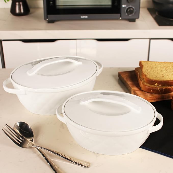 Oval Casserole Dish 1.2 Qt, French Onion Soup Ceramic Bakeware with Lids, Ceramic Cocotte, Baking Dish with Lids and Handles, Microwave, Dishwasher, Oven Safe