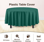 Exquisite 12-Pack Premium Plastic 84-Inch Round Tablecloth - Dark Green