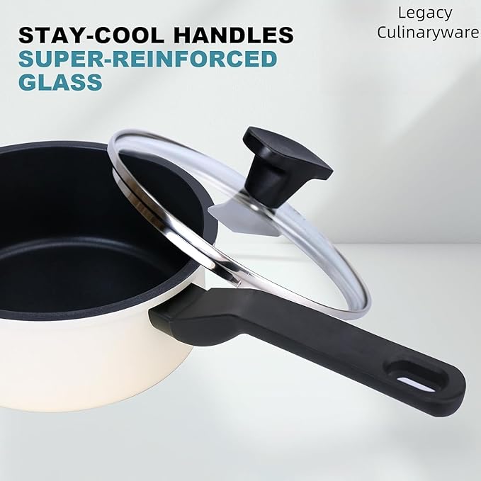 Nonstick Sauce Pan with Lid,1.5QT small pot, PFOA Free,Kitchen Pots Induction Pot,Cream