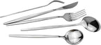 24Pcs Silver Mirror Silverware Flatware Set, 18/0 Stainless Steel Cutlery Set Utensils Kitchen Dinnerware Include Knife Fork Spoon and Teaspoon, Service for 4