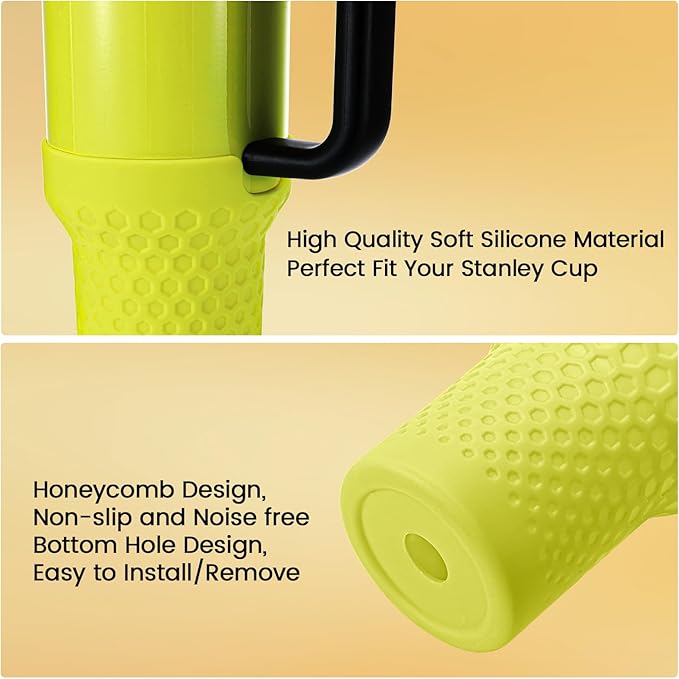 Silicone Boot for Stanley, Cup Bottom Protector Sleeve Accessories for Stanley Quencher H2.0 FlowState Tumbler 20oz/30oz/Stanley Adventure Quencher Tumbler 24oz (Yellow)
