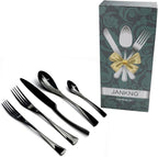 20-Piece 18/10 Stainless Steel Flatware Set Mirror Polishing Black, Serive for 4