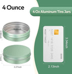 YQ 24 Pack 4 oz Tins for Salves, Round Aluminum Metal Tin with Lids, Empty 4oz Tin Containers Food Storage Containers, Salve Tins with Lids and Labels for Cosmetic, Balm, Candle, Candy(Light Green)