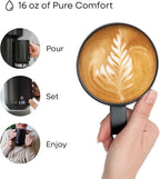 Ciups - Smart Heated Coffee Mug, 16 oz, 4-Hour Battery Life, Cup Warmer, Self Heating, Temperature Control, LED Display, Black