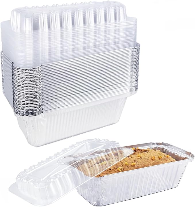 Disposable Bread Pans With Lids Bakeware Set,30 Pack, 1.5lb Aluminum Foil Loaf Pans, Perfect for Baking, Storing, Freezing Food or Take-out